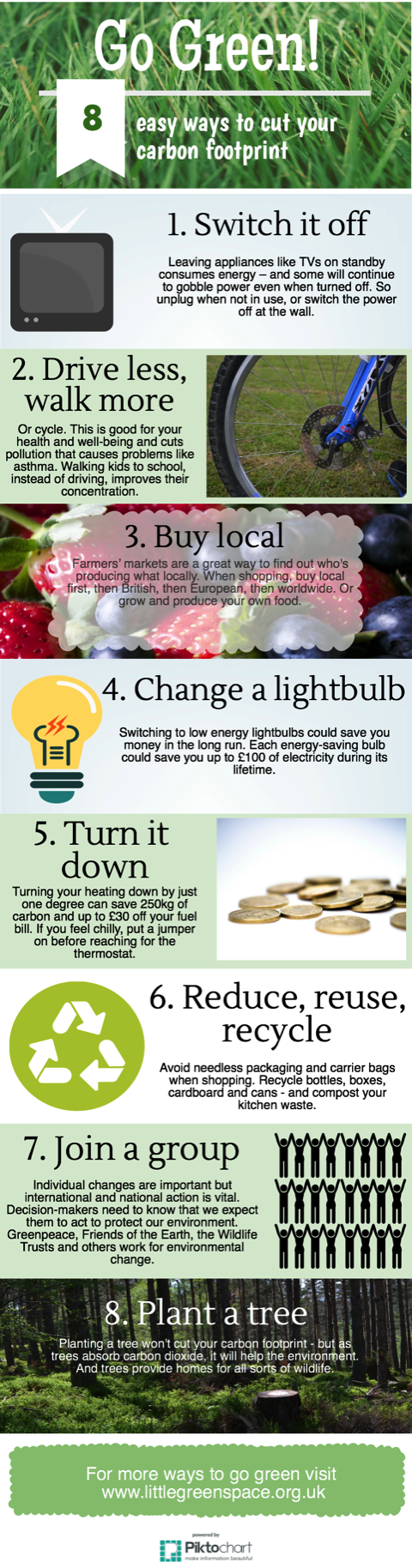 Go green, cut your carbon footprint infographic